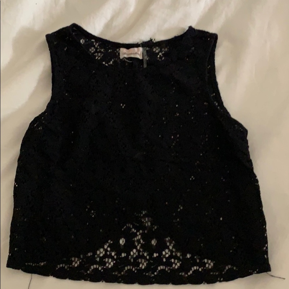 Black lace crop top